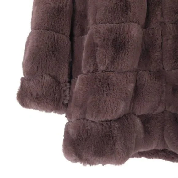 NWT Calvin Klein Hooded Faux Fur Super Soft Jacket‎ Full Zip Size MEDIUM